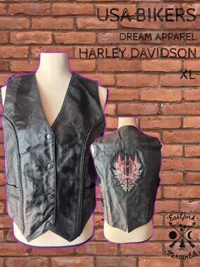 USA Bikers Dream Apparel "Harley Davidson" Ladies Leather Vest XL